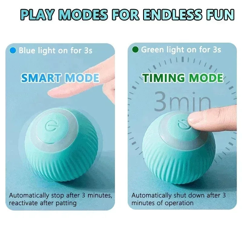 USB Rechargeable Smart Cat Ball Toy Automatic Obstacle Avoid Rolling LED Light Interactive Kitten Self Play Pet Toys
