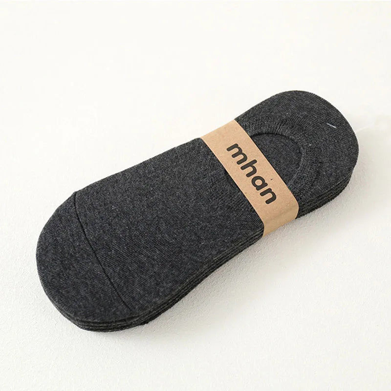 5 Pairs Women's silicone invisible Boat Socks  Summer Solid Color Ankle Boat Socks Female Soft Cotton Slipper Socks 35-40 EUR