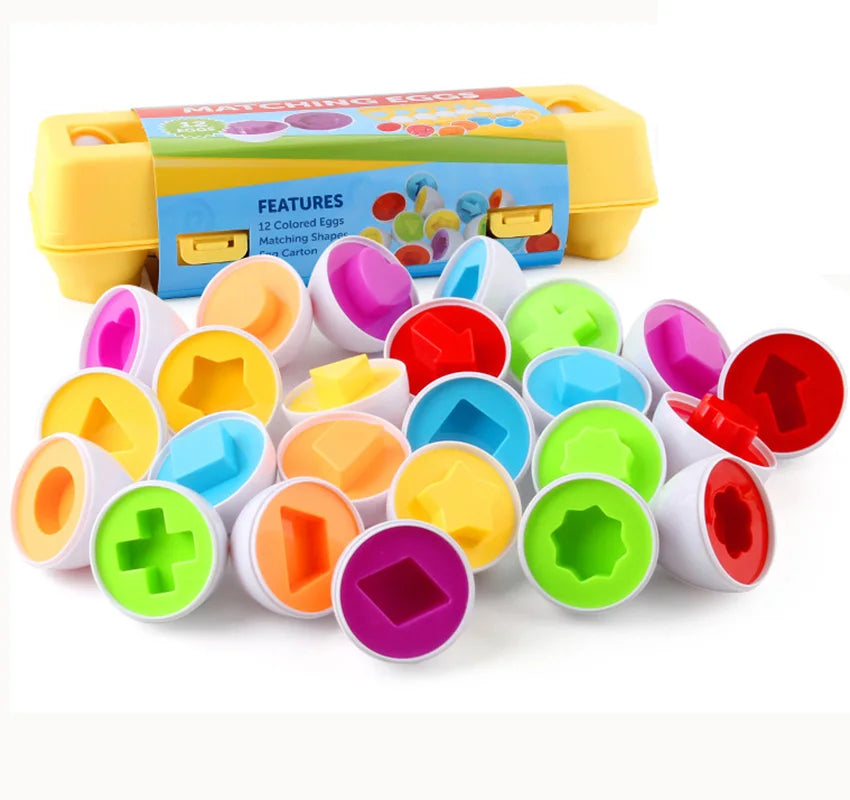 Montessori Smart Eggs Toy Baby Matching Puzzle Games Shape Sorter Educational Learning Toys For Children 2 3Y Kids Easter Gift