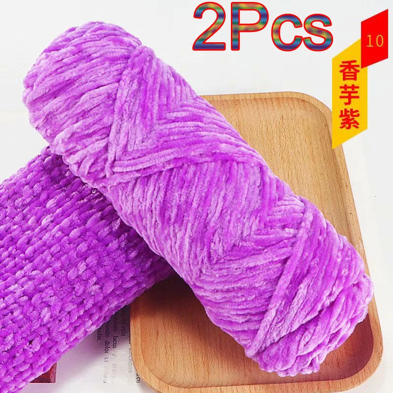 2Pcs Chenille Yarn hand Knitting 100% Polyester Velvet Yarn Crocheting Amigurumi bag line knit sweater blanket hat scarf threads