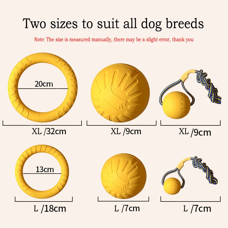 EVA Durable Dog Toys 4 Pack  Flying Disc + Ball + Tug Rope for Puppy&Adult Dogs  Chew-Proof Teeth Cleaning Set（2024 Best Seller）