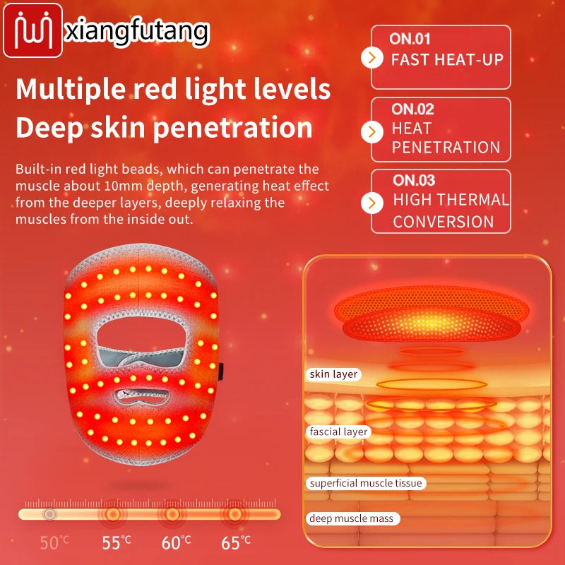 Electric Heated Facial Mask Red Light Facial Massager Relieves Facial Muscle Relaxation Hot Compress Anti-fatigue