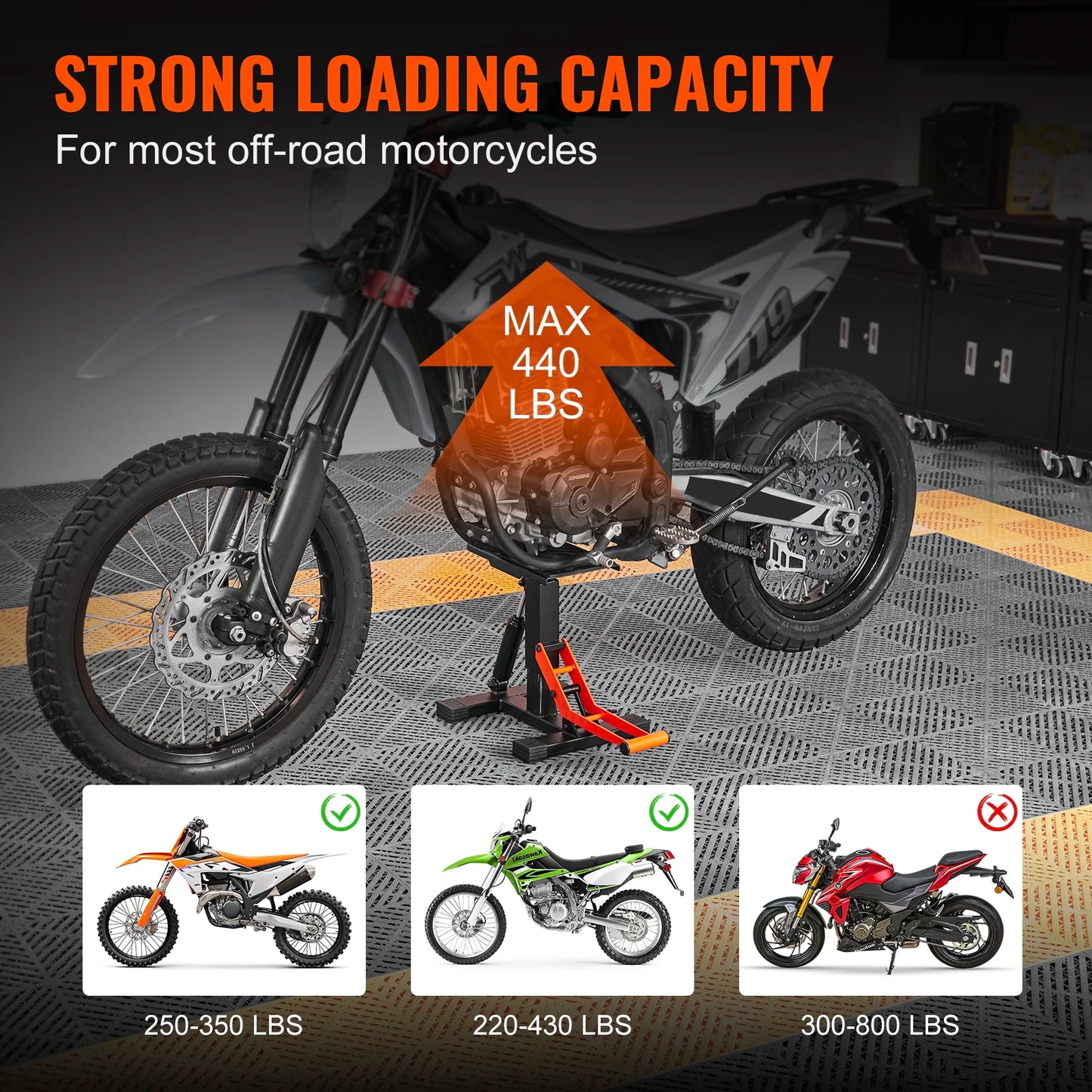 SucceBuy Motorcycle Jack Lift Stand 440 lbs Dirt Bike Lift Stand Hydraulic Lift Operation Adjustable Height Hoist Table