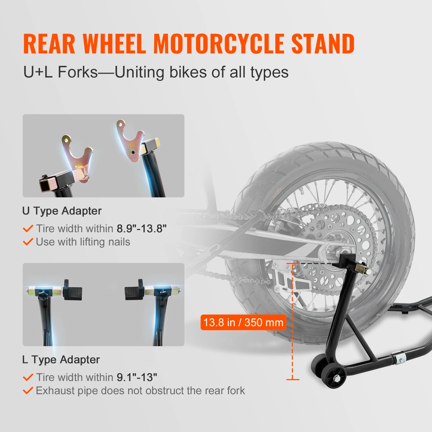 SucceBuy Motorcycle Stand Lift 850lbs Front Rear Combo Stand Lift Stand Front and Wheel Fork Stand Heavy Duty Rear Wheel Stand