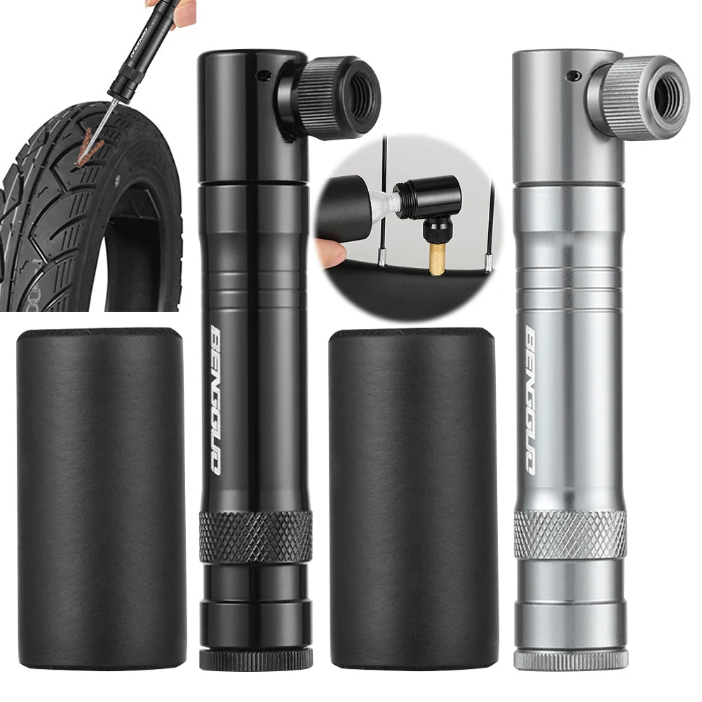 CO2 Bicycle Pump with Tubeless Tire Repair Kit Schrader & Presta Valve CO2 Bike Tire Inflator Aluminum Alloy Bicycle Accessories