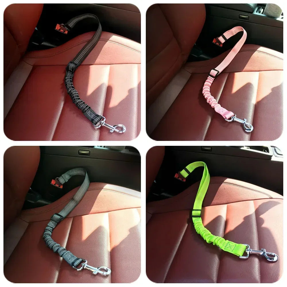 Dog Leash Harness Dogs Dog Accessories Supplies Pet Dog Car Seat Belt Retractable Buffer Elastic Reflective Safety Traction Rope