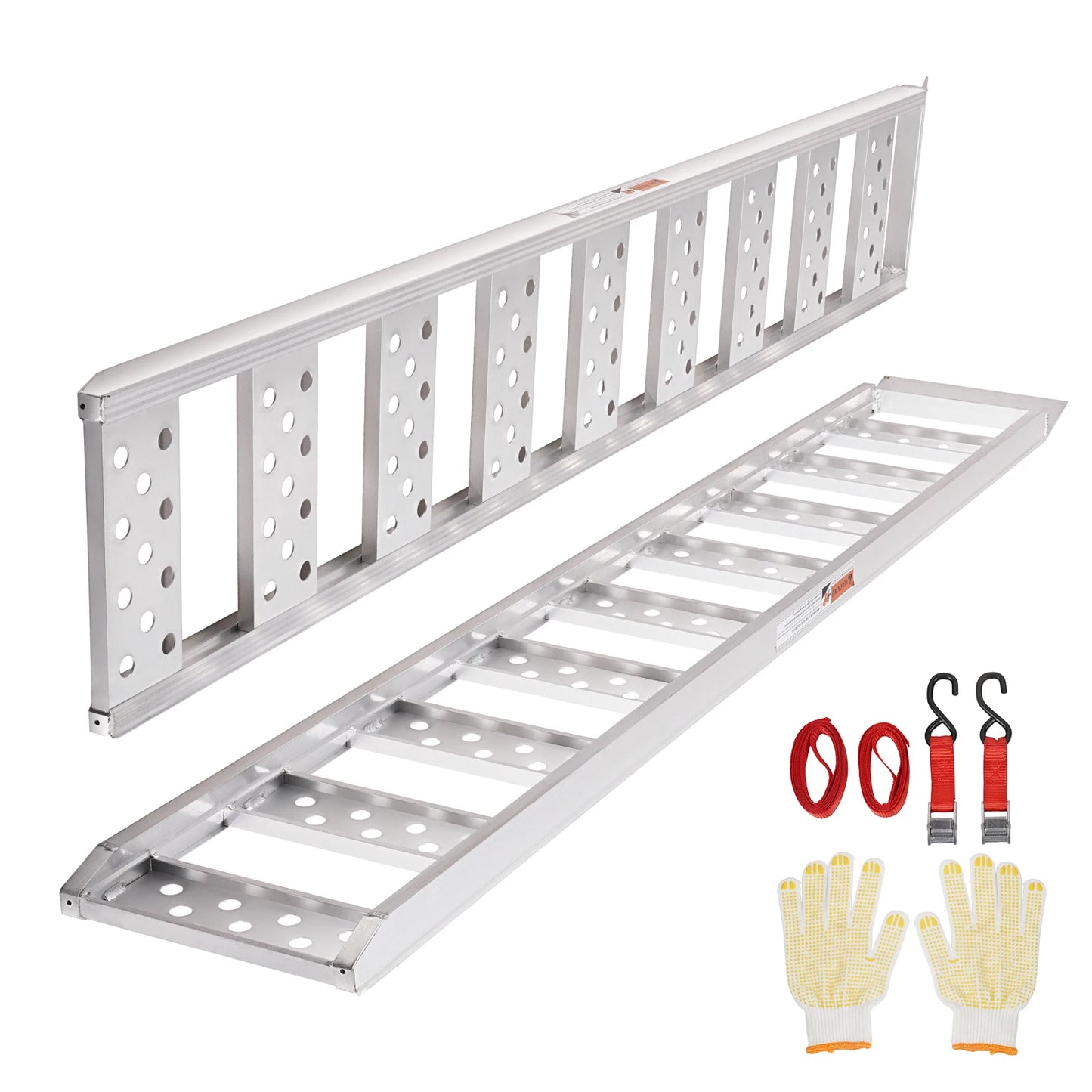 SucceBuy Aluminum Ramps 1250lbs Straight Ramp with Treads and Load Straps Portable Loading Ramp for Motorcycles ATVs Trucks 2Pcs