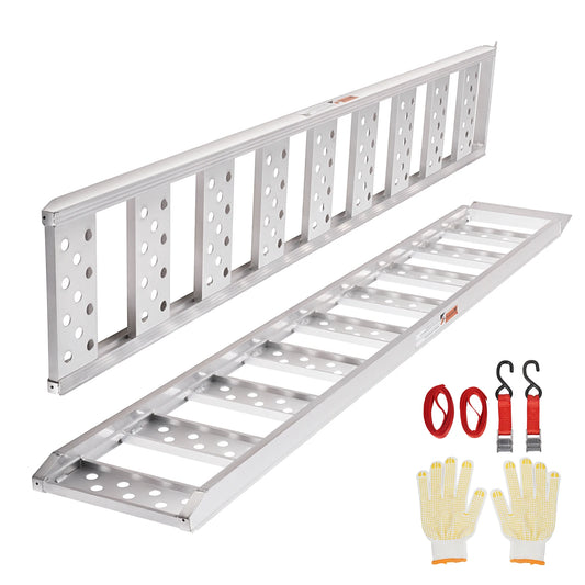 SucceBuy Aluminum Ramps 1250lbs Straight Ramp with Treads and Load Straps Portable Loading Ramp for Motorcycles ATVs Trucks 2Pcs