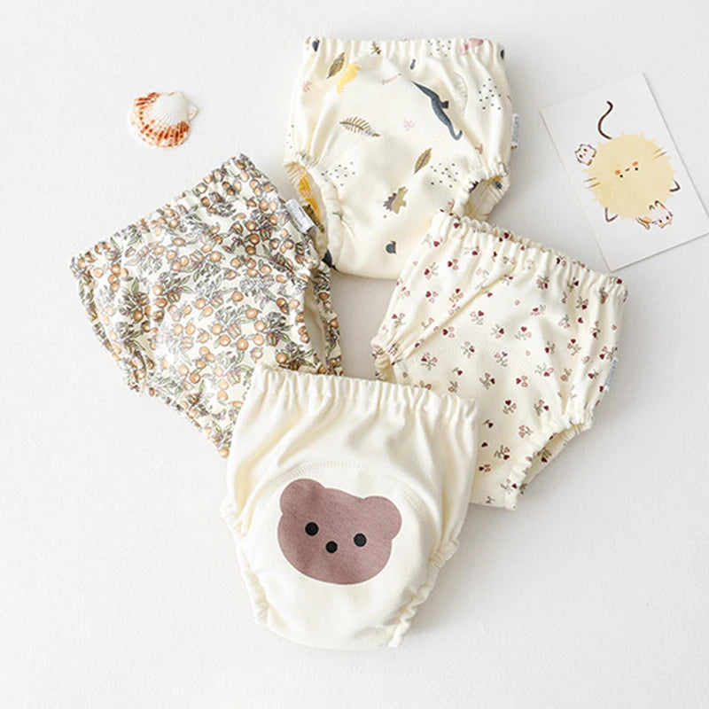 Baby Training Pants Baby Underwear Washable Cute Pattern Breathable Diaper Pants Summer Baby Diapers Cotton Learning Trousers