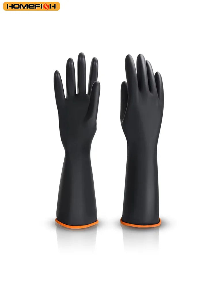 35cm Cleaning Gloves Latex Fingers Crubbing Rubber Kitchen Dishwashing Kitchen Tools Washing Scrub Silicone Gloves Black New