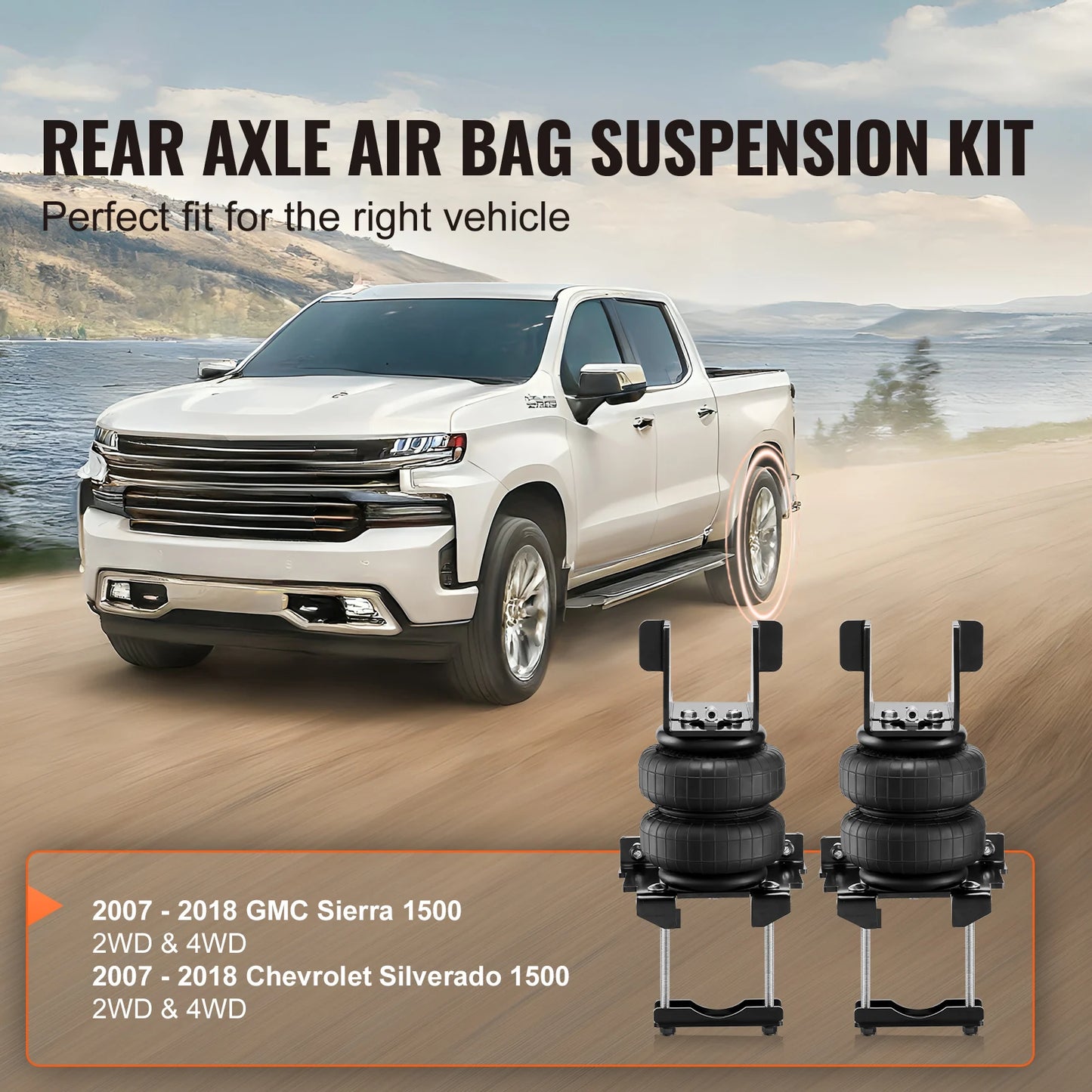 SucceBuy Air Bag Suspension Kit Air Springs Suspension Bag Kit Compatible w/ 2007-2018 Chevrolet 5000 lbs Loading 5 to 100 PSI