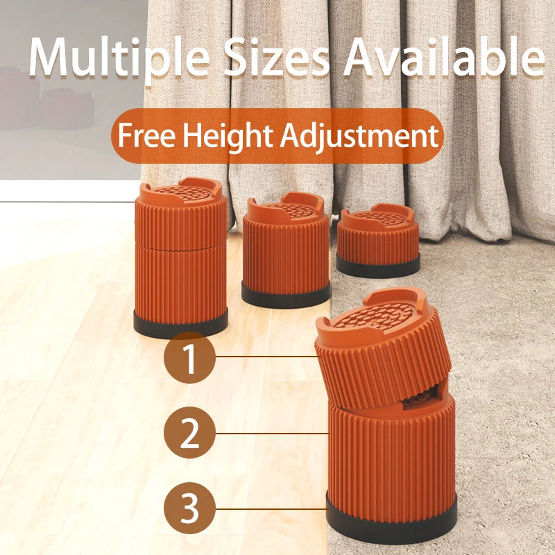 Multi-Purpose Round Furniture Risers | Non-Slip, Quiet & Moisture-Proof Height Extenders for Beds, Sofas, Tables