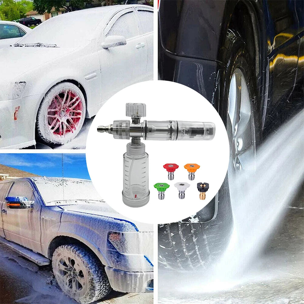 100ml Pressure Washer Gun Adjustable Car Wash Foam Sprayer with 5 Nozzle Tips Liquid Foam Sprayer for Cleaning Cars SUVs