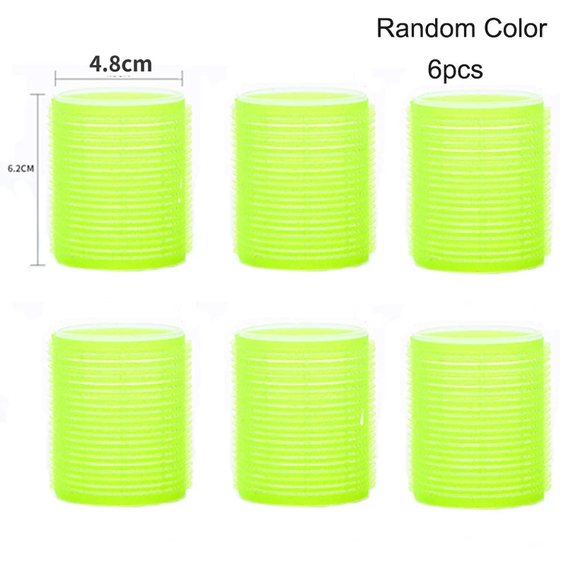 6pcs Self-Grip Hair Rollers Heatless Hair Curler No Heat Hair Bangs Volume Self-adhesive Hook&Loop DIY Hair Curler Styling Tools