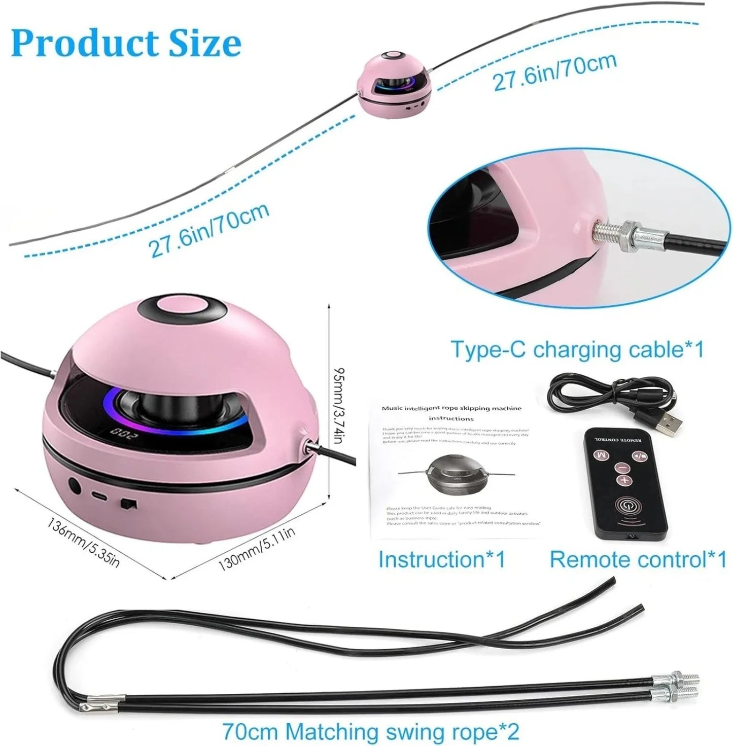 Automatic Music Jump Rope Skipping Machine Counter Electric LED Exercising Smart