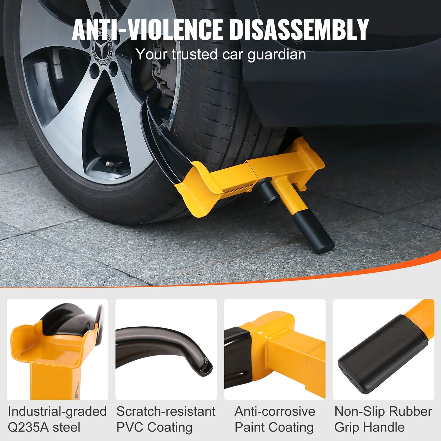SucceBuy Wheel Lock 2 Packs Universal Wheel Clamp Lock Adjustable Anti Theft Trailer Lock Wheel Clamp Steel Tire Lock for ATV