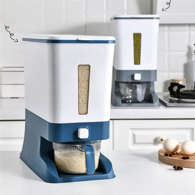 Press-Type Rice Dispenser Sealed Grain Container Storage Household Cereal Rice Box Dispenser Bucket Rice Cans 10KG-A