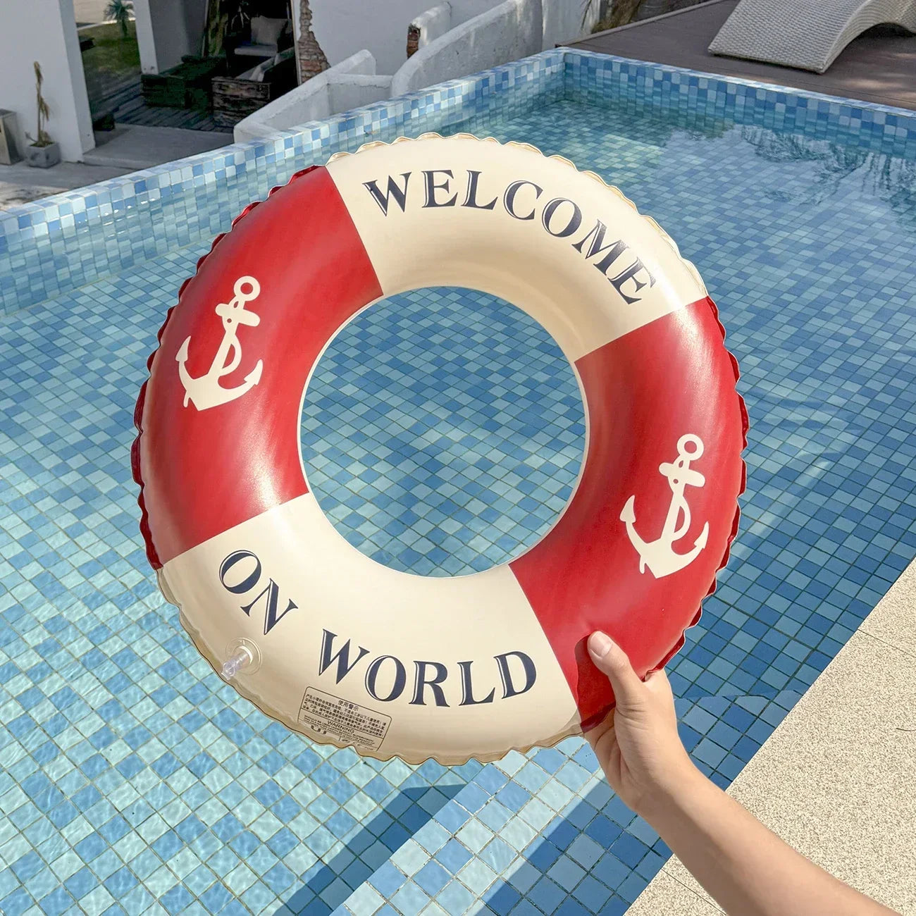 Retro Boat Anchor Women's Swimming Ring, Swimming Pool Floating Row Adult Handrail Lifebuoy, Leisure Beach Swimming Inflatable F
