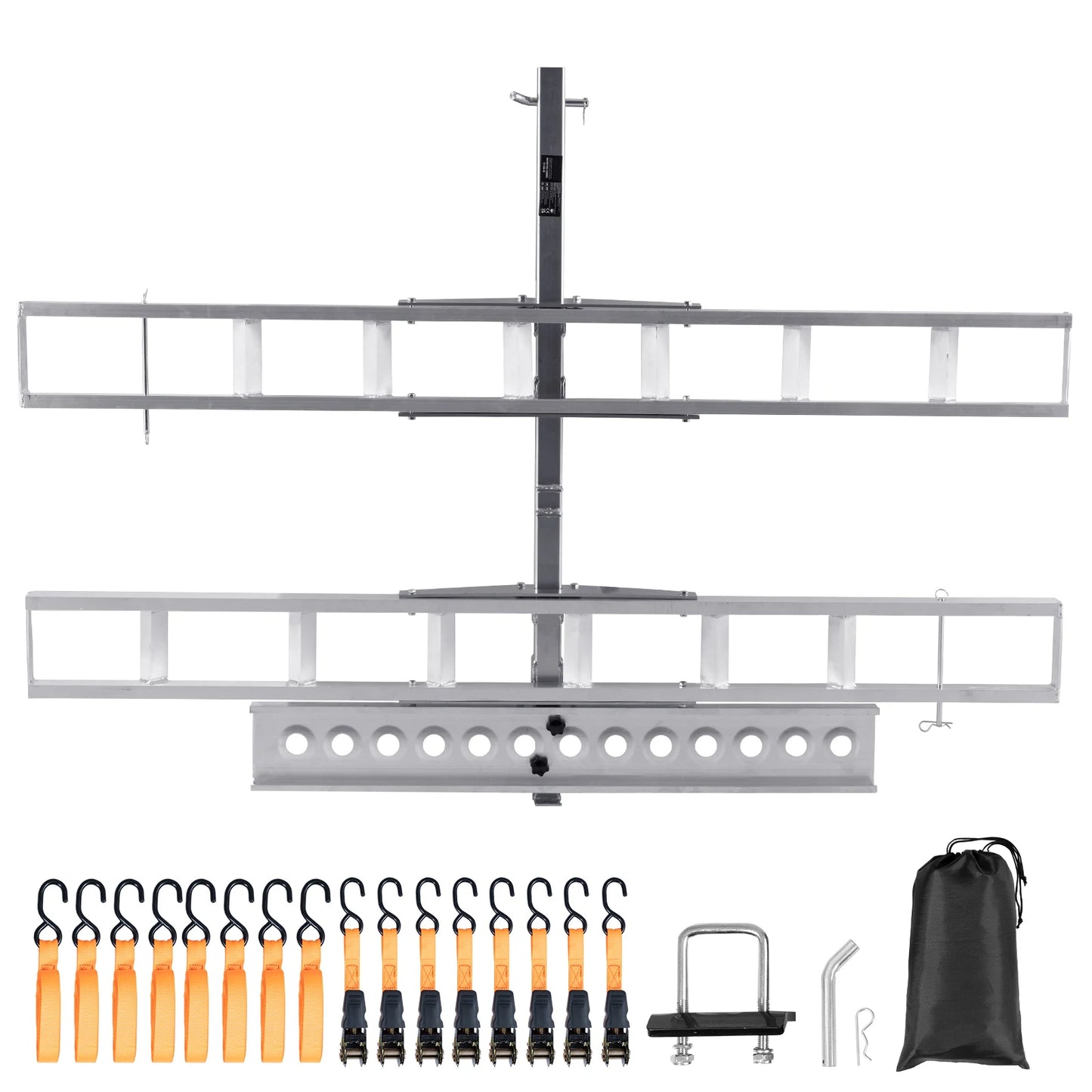 SucceBuy Motorcycle Carrier 2-Bike 600 LBS Aluminum Motorcycle Carrier Hitch Mount Loading Ramp Scooter Dirt Bike Trailer Hauler