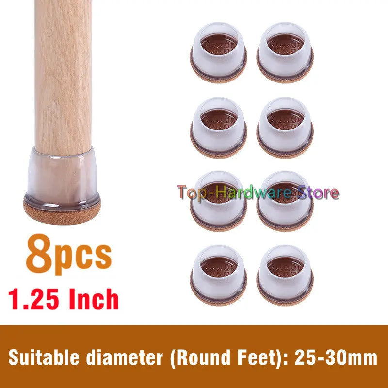 8Pcs TPE Silicone Chair Leg Floor Protectors with Felt,Chair Leg Caps,Furniture Leg Feet Protection Cover Protect Hardwood Floor