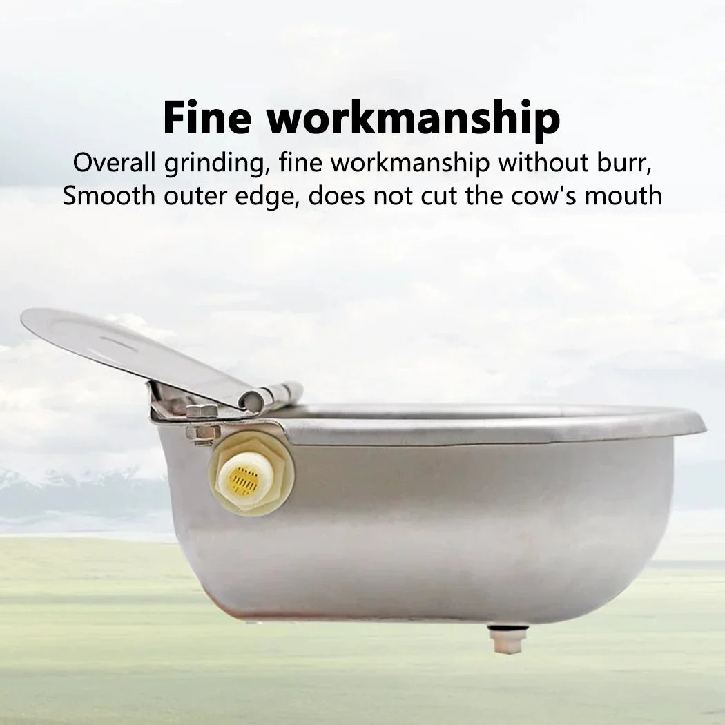 PORIYA Stainless Steel Cow Water Bowl With Pipe Auto Drinking For Dog Horse Chicken Auto Fill