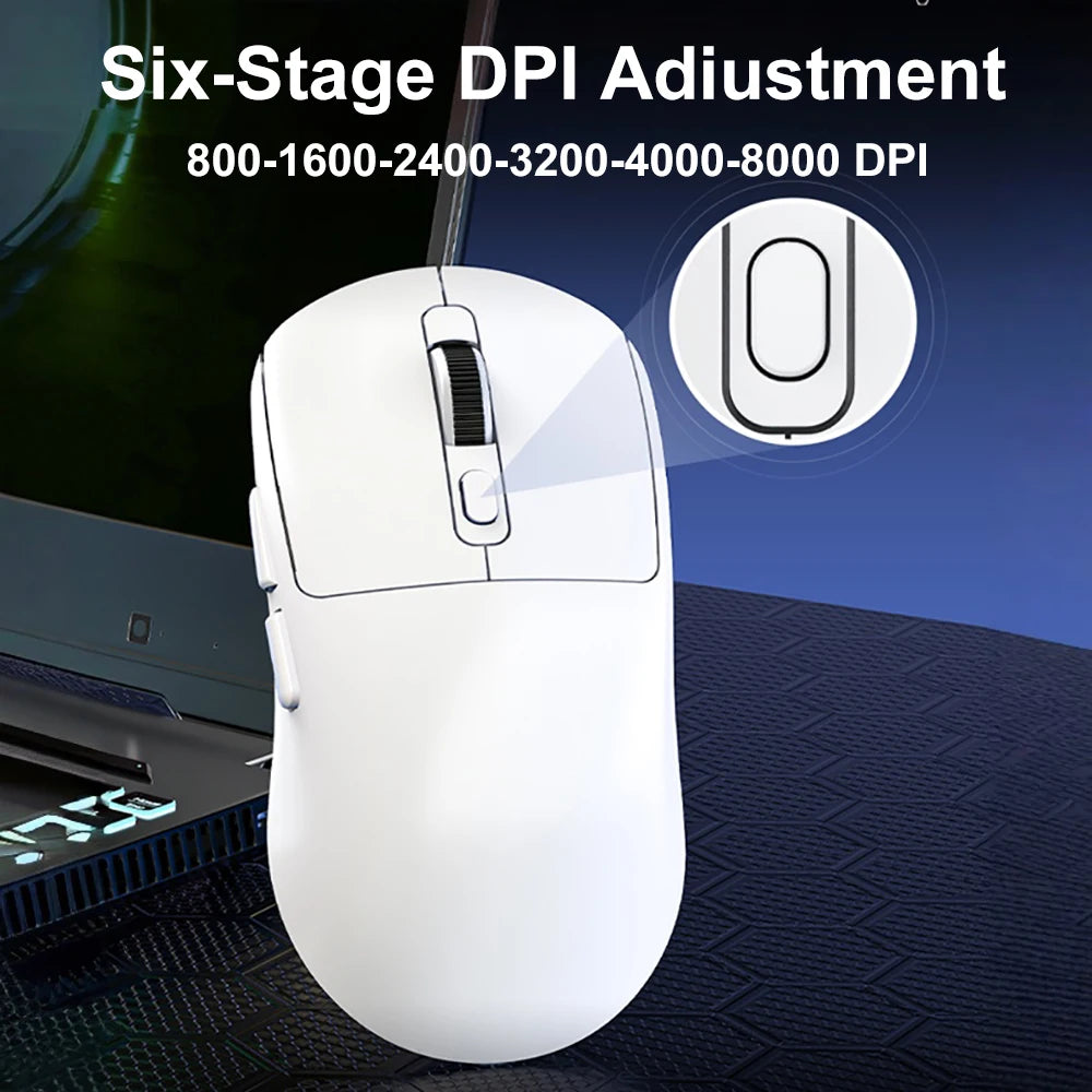 KEBIDUMEI Tri-Mode Mouse 8000DPI Gaming Mouse Bluetooth Mouse Wired/BT/2.4G Wireless Mouse Rechargeable Silent Mice for Laptop