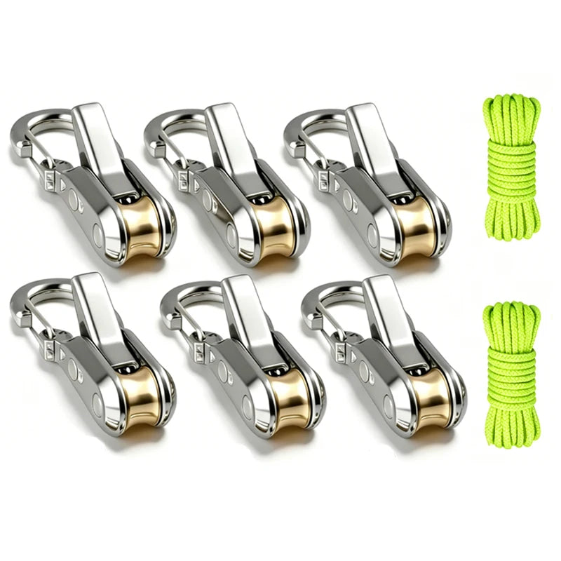 Rope fasteners and tensioners - High-strength retractable paracord with alloy carabiners and windproof binding straps