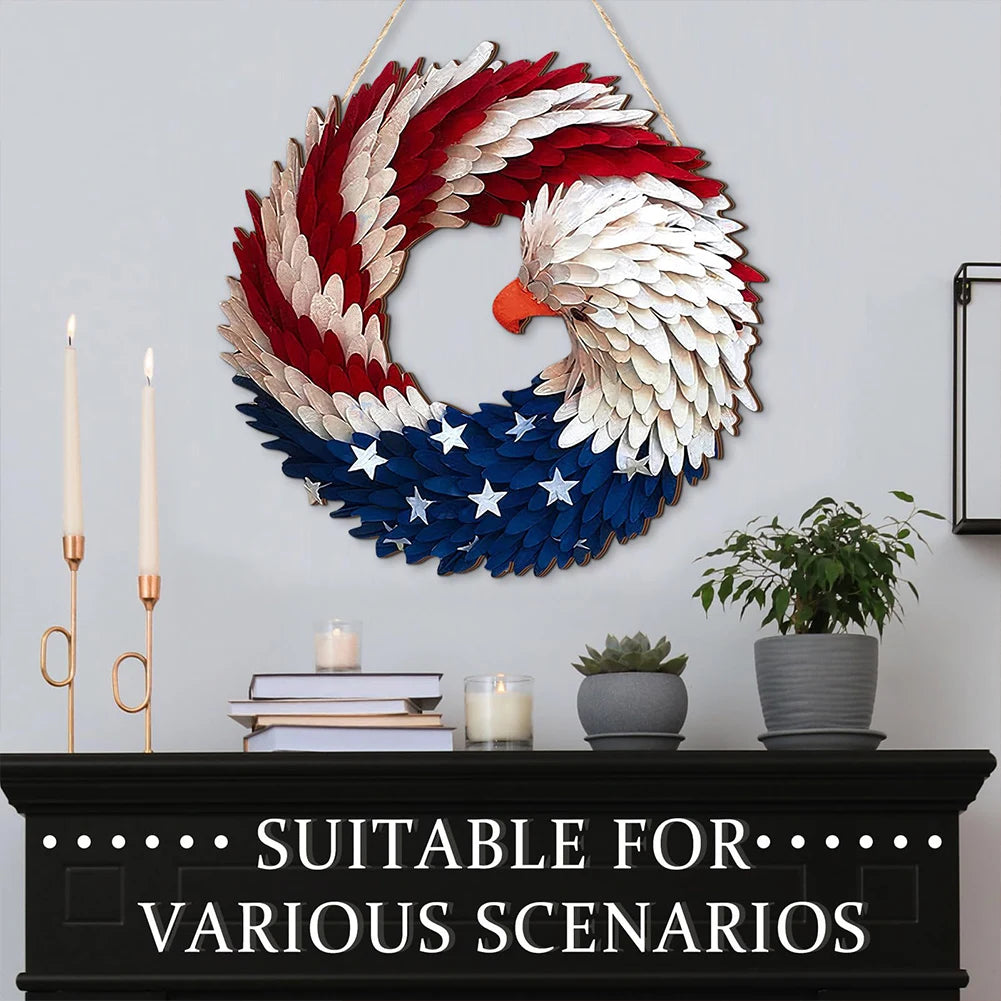 4th of July Wreath Patriotic American Wreath Festival Garland for Front Door Decorations