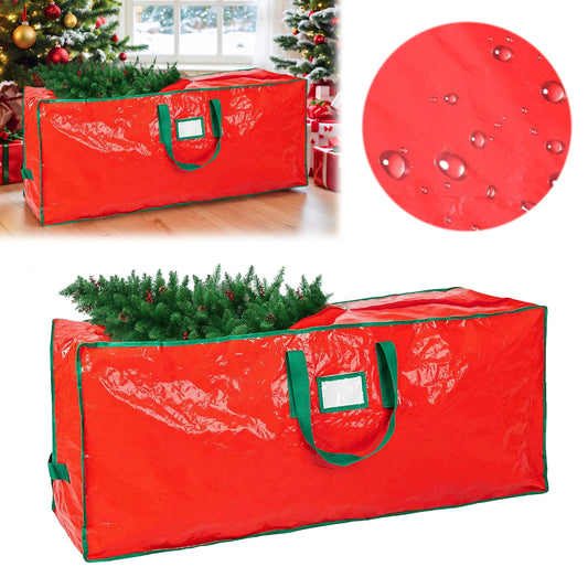 PE Xmas Tree Storage Bag w/ Handle Waterproof Fold Tree Package Bag (165 RED)