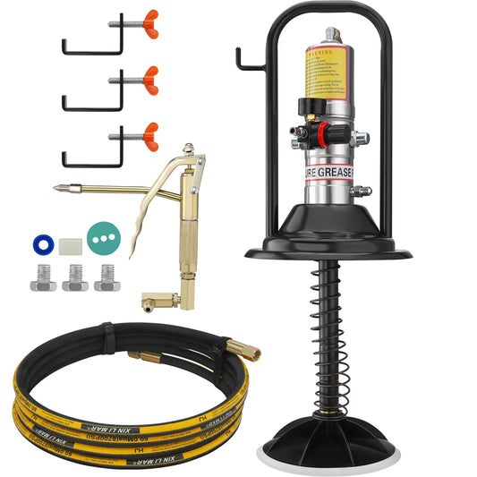 SucceBuy Grease Pump 50:1 Pressure Ratio Air Operated with 13 ft Hose Barrel Cap and Lubrication 360° Grease Gun Head for Cars