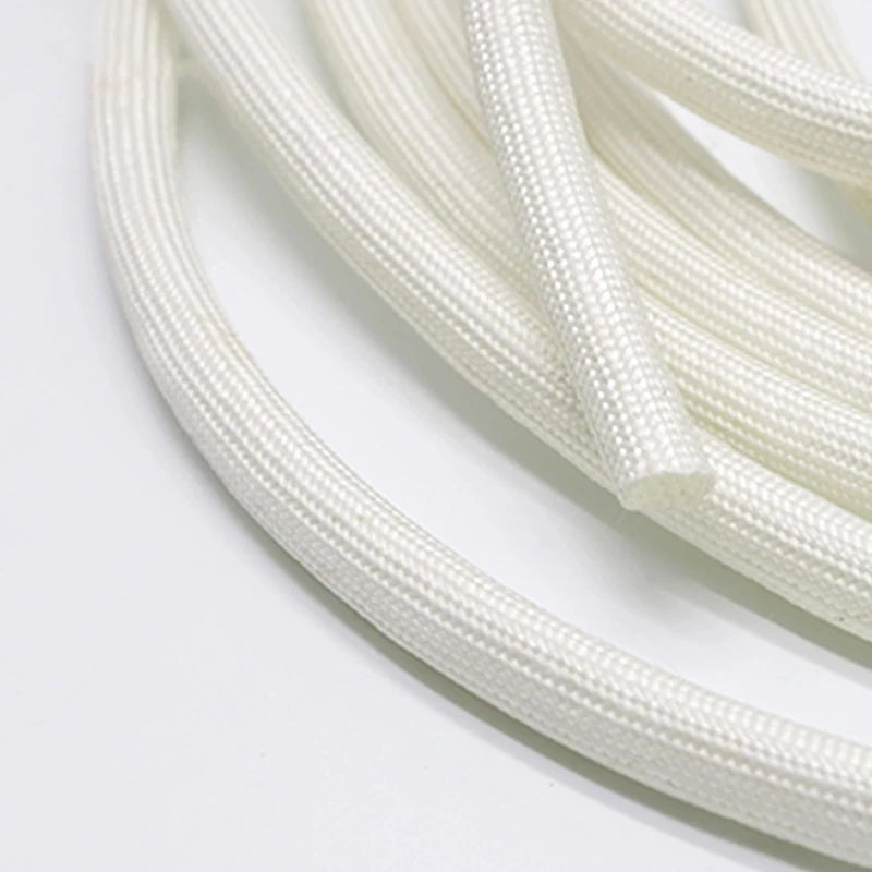 1/5/10/20M Braided Fiberglass Sleeve 600 Deg High Temperature Chemical Glass Fiber Tube Fiberglass Sleeving White ID 1mm ~ 30mm