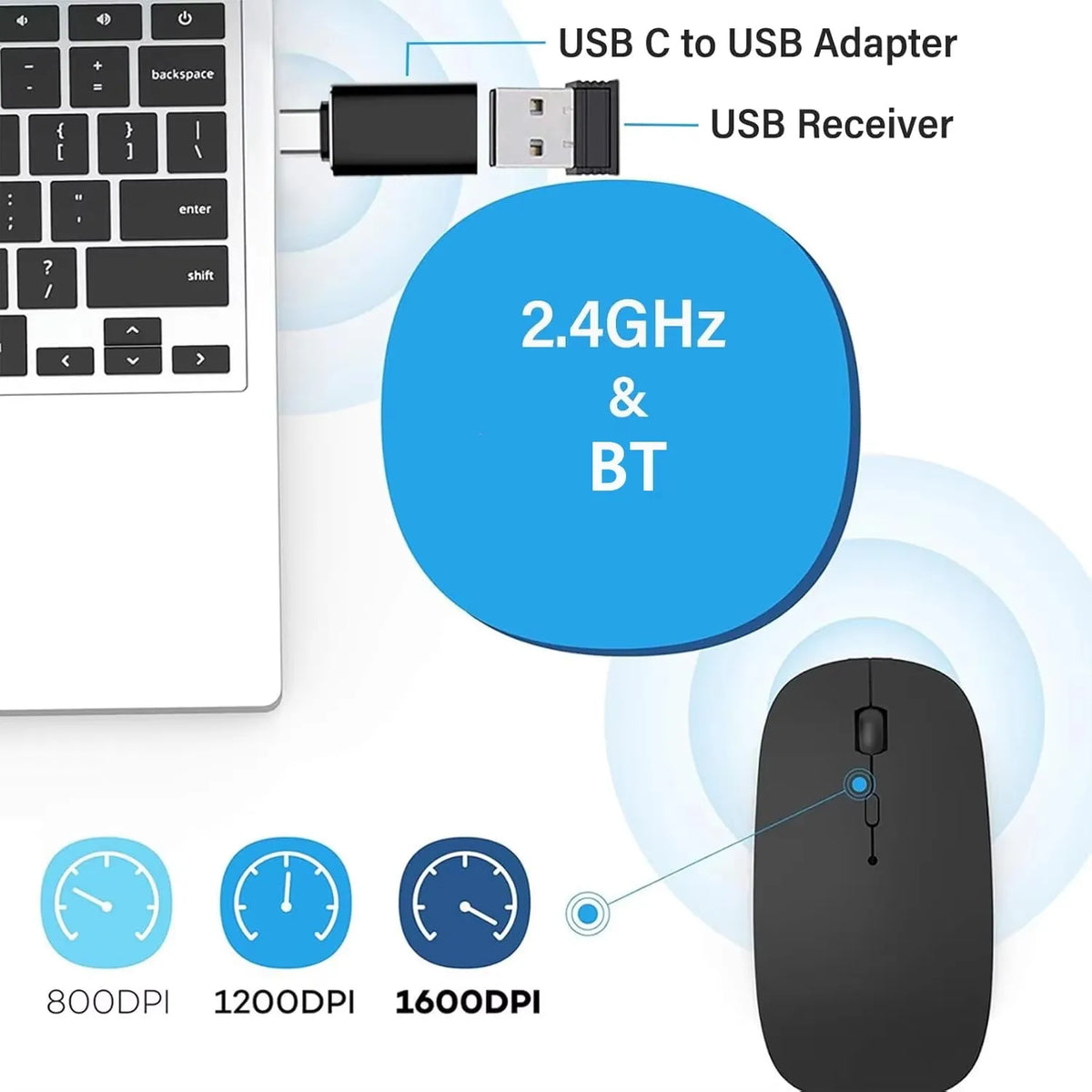Silent Bluetooth-compatible Mouse Computer Laptop Optical Mouse Wireless for iPad Samsung Tablet Universal Mice Noiseless Gaming