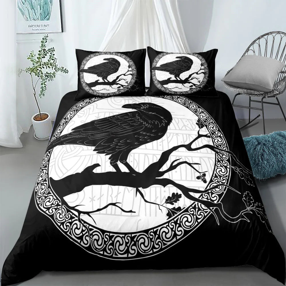 Vigvisir Viking Art Constellation Bedding Set EU Single Double King US Twin Full Queen King Ethnic Bed Linen Set