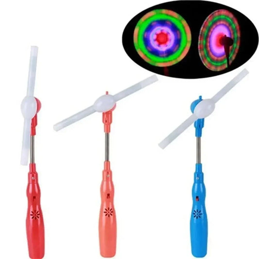 Random Color LED Music Windmill Spinner Glow Rainbow Flashing Windmill Rotating Toy Spinning Mini Handheld Light Up Windmill Toy