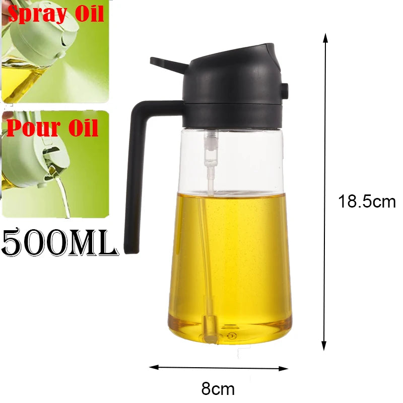Oil Spray Bottle Oil Cruet Dispenser  Kitchen Items and Accessories 500ml Oil Spray for Cooking Plastics Spray Pour Camping BBQ