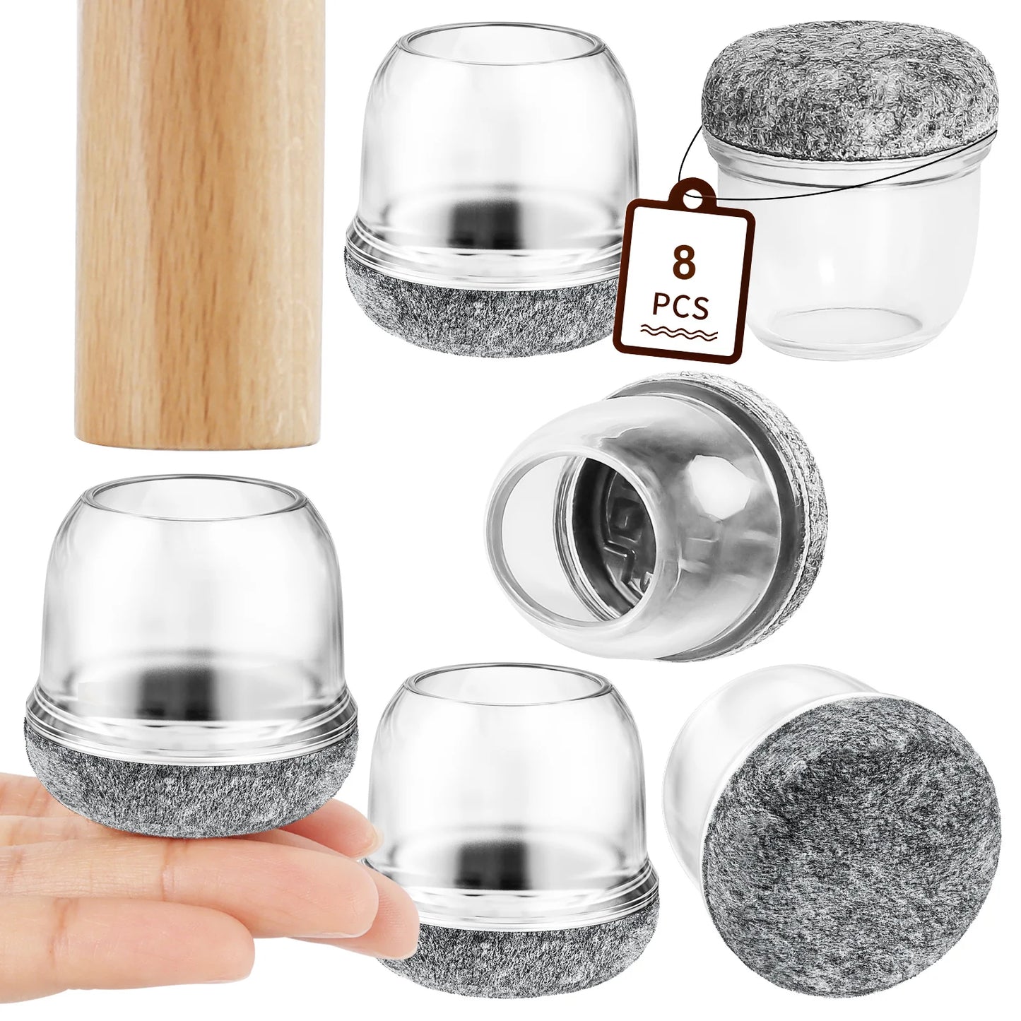 8PCS Table Chair Leg Protector Covers Silicon Furniture Floor Feet Cup Thick Felt Bottom Protector Feet Caps Reduce Noice