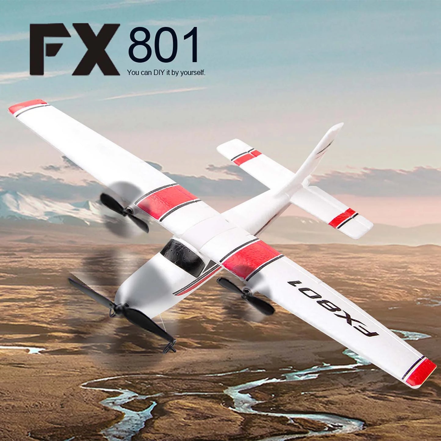 RC Fixed wing RC Airplane FX801 Airplane 2.4GHz 2CH RC Airplane Aircraft Outdoor Flight Toys for Kids Boys with 3 Battery