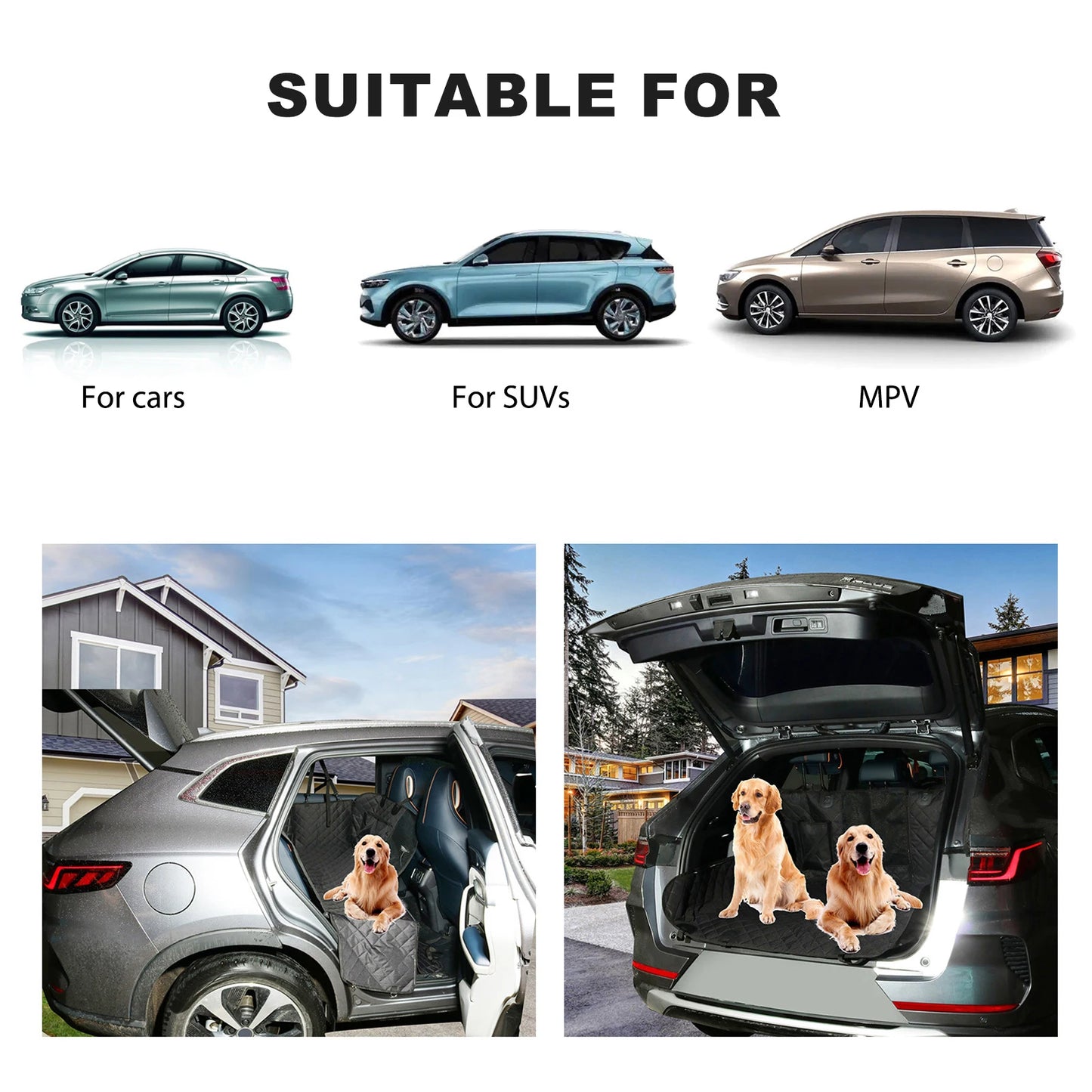 NonSlip Protector Mat with Mesh Window and Side Protection Dog Hammock Car Rear Seat Protection Cover for Cars/Trucks/SUV