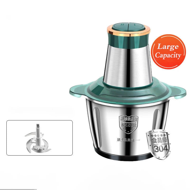 2L Electric Meat Grinder, Stainless Steel Food Processor & Vegetable Chopper, Multifunctional Kitchen Blender & Slicer