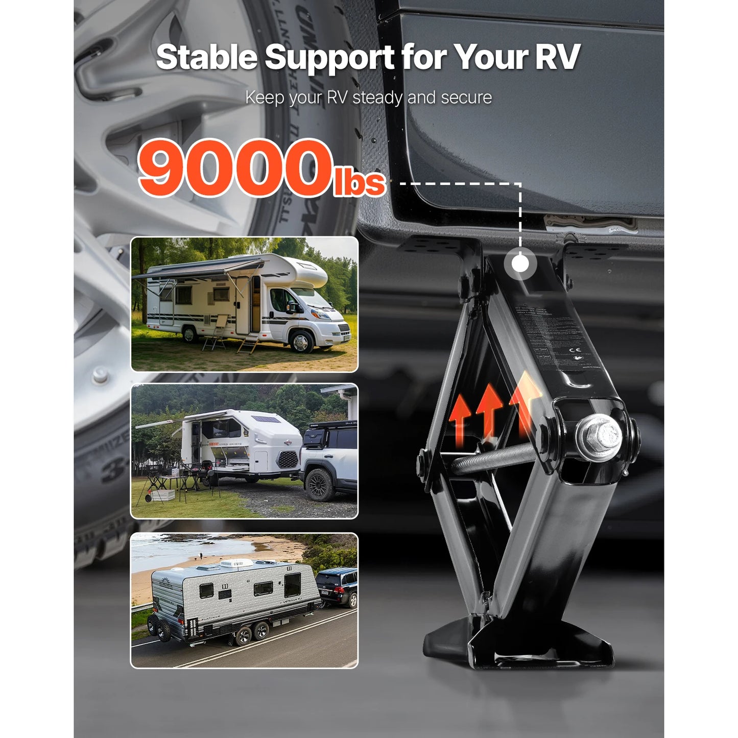 SucceBuy 9000lbs RV Scissor Jacks 4-23.4in RV Stabilizer Leveling Scissor Jacks Set of 2 Heavy Duty Stabilizer Jack with Handle