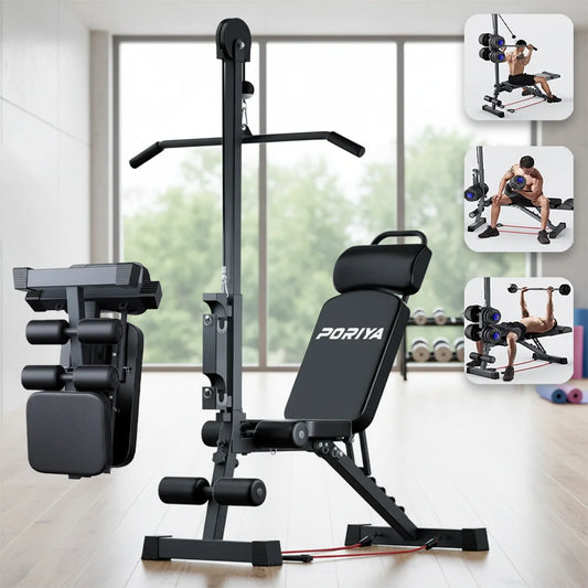 PORIYA 9In1 Foldable Adjustable Weight Bench Fitness Bench Adjustable Bench Gym