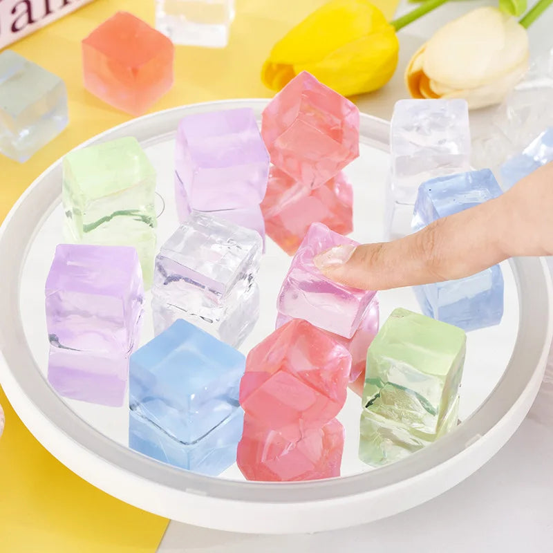 10/30/50PCS Ice Cube Square Sensory Toy Stress Ball Mochi Squishies Squeeze Toys for Adults Kids Summer Toys Party Favors