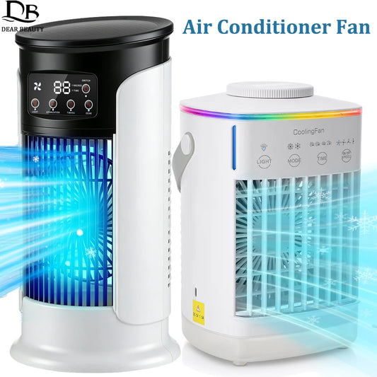 Desktop Air Conditioner Fan Portable Air Cooler Fan With LED Night Light Humidifier Mini Water & Ice Cooling Fan For Home Office
