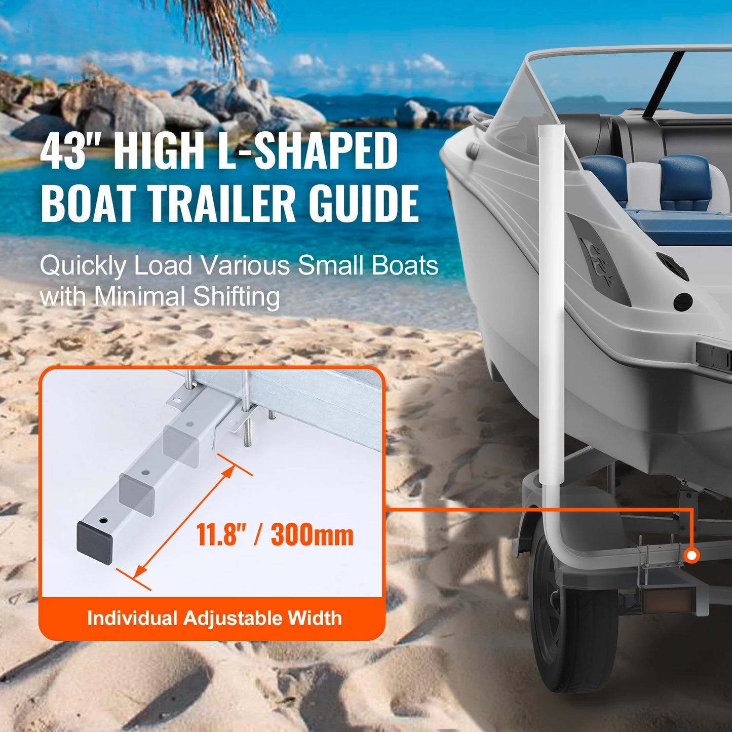 SucceBuy Boat Trailer Guide 43”Adjustable Design Trailer Guide Poles 2Pcs Rustproof Galvanized Steel Trailer Guide With PVC Pipe