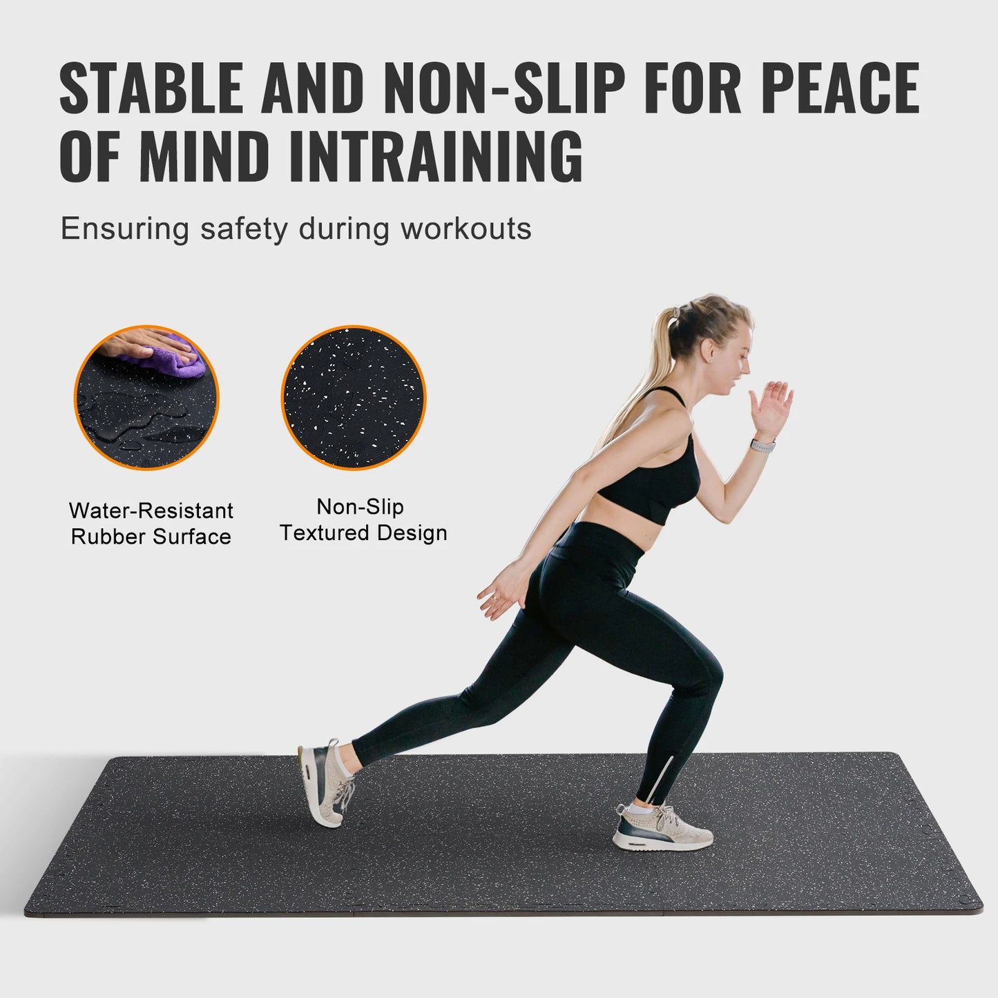 SucceBuy 0.56Inch 25 Tiles Rubber Top with EVA Foam Thick Floor Mats 24/48/100 sq.ft Coverage Interlocking Puzzle for Gym Home