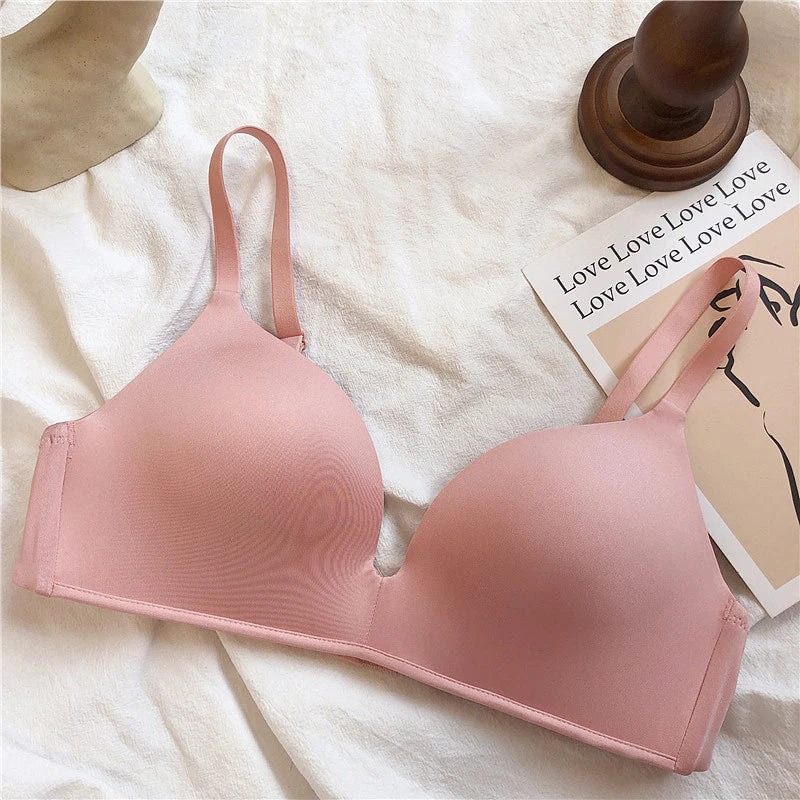 Ice Silk Bra For Women Comfort Wireless Gather Sexy Underwear For Women Push Up Simple Lingerie Seamless Brassiere Bralettle