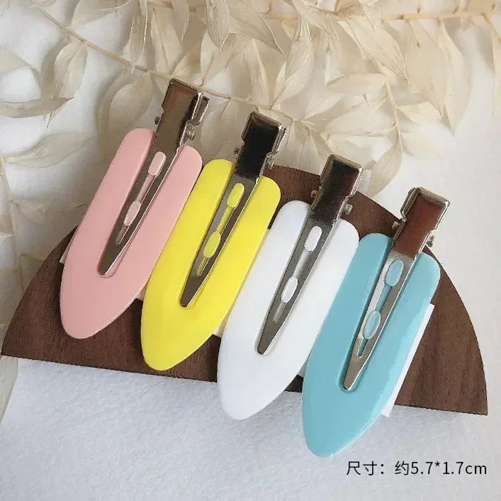 2-4pcs Cherry Pink Seamless Edge Clip Women Girl Sweet Beauty No Bend Hair Side Clip Duckbill Clip Bangs Hairpin Hair Style Tool