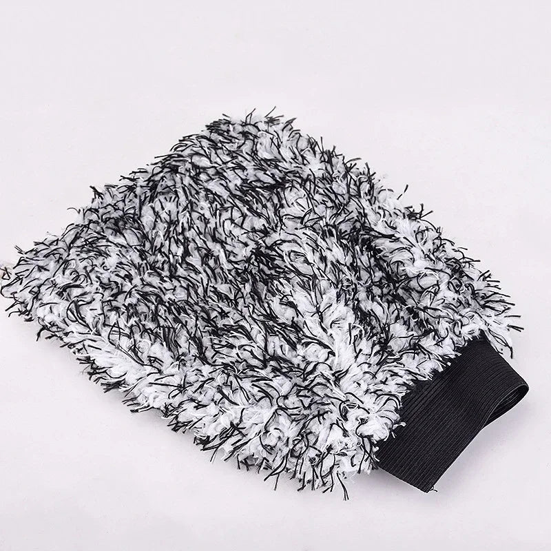 Double Sided Thick Plush Car Cleaning Gloves Ultra-fine Fiber Water Absorbing Cleaning Coral Fleece Large Car Wash Gloves