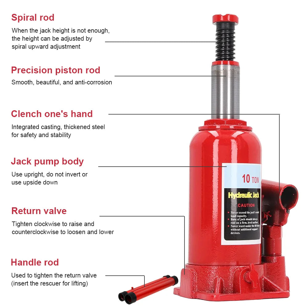 5-20 Ton Hydraulic Bottle Jack Heavy Duty Car Lifter with Safety Valve 4WD Truck