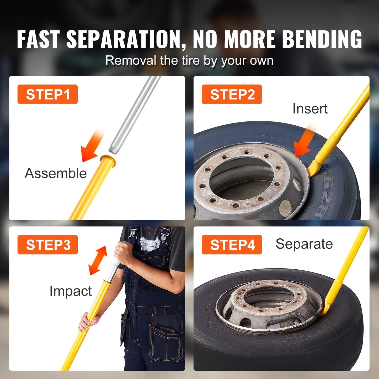 SucceBuy Tire Bead Breaker Slide Hammer Tire Slide Hammer Heavy Duty Steel Tire Changing Tool for Car Truck Trailer Tire Removal